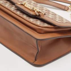 Pre Owned Michael Kors Brown Signature Canvas Large Heather Shoulder Bag