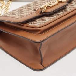 Pre Owned Michael Kors Brown Signature Canvas Large Heather Shoulder Bag