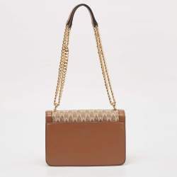 Pre Owned Michael Kors Brown Signature Canvas Large Heather Shoulder Bag