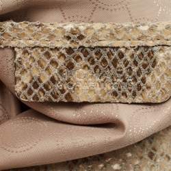Michael Michael Kors Beige Python Effect Leather Lillie Hobo