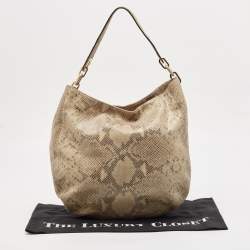 Michael Michael Kors Beige Python Effect Leather Lillie Hobo