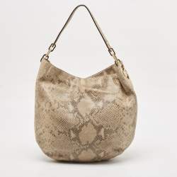 Michael Michael Kors Beige Python Effect Leather Lillie Hobo
