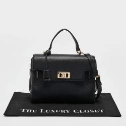 Pre Owned Michael Kors Black Leather Karso Flap Top Handle Bag