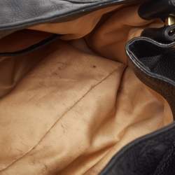 Michael Kors Black Leather and Snakeskin Embossed Tonne Hobo