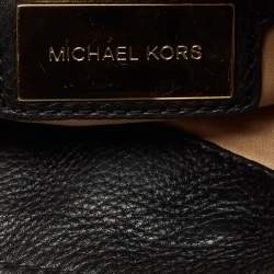 Michael Kors Black Leather and Snakeskin Embossed Tonne Hobo