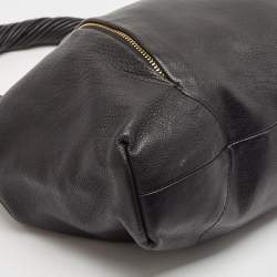 Michael Kors Black Leather and Snakeskin Embossed Tonne Hobo