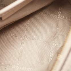 Pre Owned Michael Kors Pink/Grey Signature Coated Canvas Extra Small Bedford Legacy Crossbody Bag