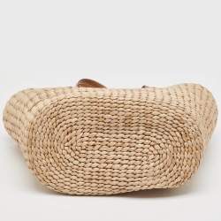 مملوكة مسبقًا Michael Kors Beige/Brown Woven Raffia and Leather Malibu Tote
