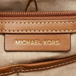 مملوكة مسبقًا Michael Kors Beige/Brown Woven Raffia and Leather Malibu Tote