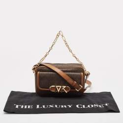 Pre Owned Michael Kors Brown Signature Coated Canvas Medium Parker Crossbody Bag