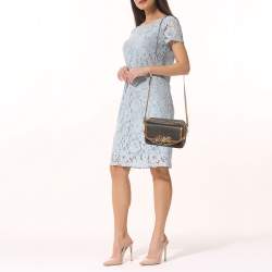 Pre Owned Michael Kors Brown Signature Coated Canvas Medium Parker Crossbody Bag