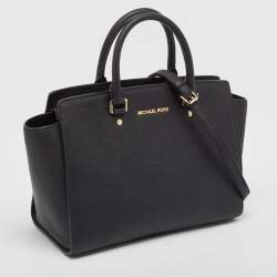 Pre Owned Michael Kors Black Leather Large Selma Tote