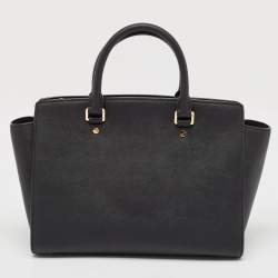 Pre Owned Michael Kors Black Leather Large Selma Tote