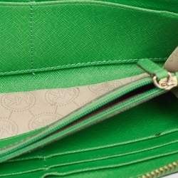 Michael Kors Green Leather Jet Set Zip Around Wallet