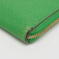 Michael Kors Green Leather Jet Set Zip Around Wallet