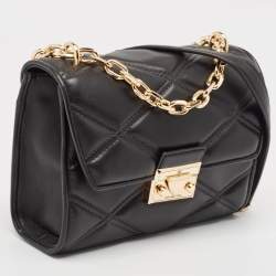Pre Owned Michael Kors Black Quilted Leather Small Serena Crossbody Bag
