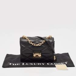 Pre Owned Michael Kors Black Quilted Leather Small Serena Crossbody Bag