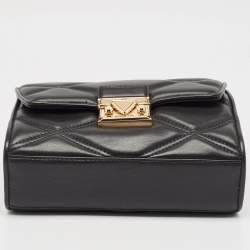 Pre Owned Michael Kors Black Quilted Leather Small Serena Crossbody Bag