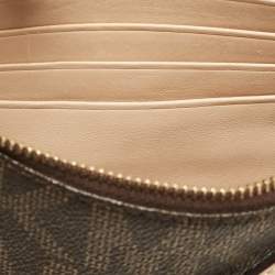 Pre Owned Michael Kors Dark Brown Signature Coated Canvas and Leather Wristlet Clutch