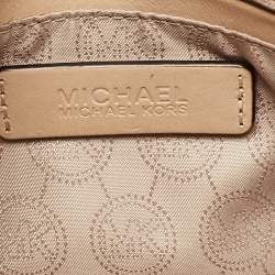 Pre Owned Michael Kors Dark Brown Signature Coated Canvas and Leather Wristlet Clutch