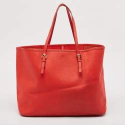 Michael Kors Red Leather Large Jet Set Travel Tote