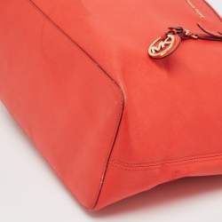 Michael Kors Red Leather Large Jet Set Travel Tote