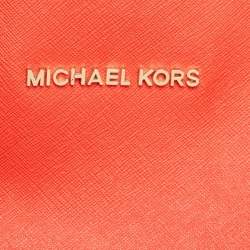 Michael Kors Red Leather Large Jet Set Travel Tote