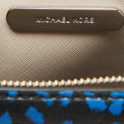 Michael Kors Black/Blue Leather and Coated Canvas Animal Print Mercer Tote