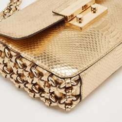 Michael Kors Gold Python Embossed Leather Piper Shoulder Bag