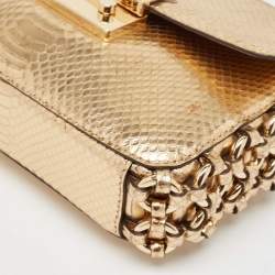 Michael Kors Gold Python Embossed Leather Piper Shoulder Bag