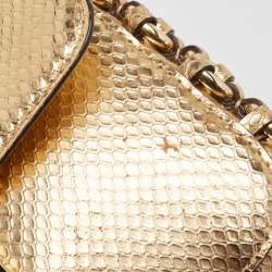 Michael Kors Gold Python Embossed Leather Piper Shoulder Bag