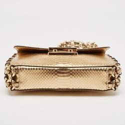 Michael Kors Gold Python Embossed Leather Piper Shoulder Bag