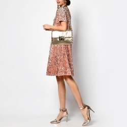 Michael Kors Gold Python Embossed Leather Piper Shoulder Bag