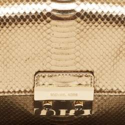 Michael Kors Gold Python Embossed Leather Piper Shoulder Bag