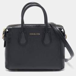 Pre Owned Michael Kors Black Leather Small Belted Mercer Satchel