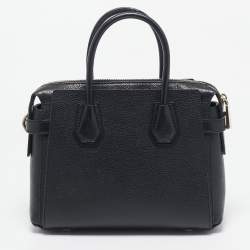 Pre Owned Michael Kors Black Leather Small Belted Mercer Satchel