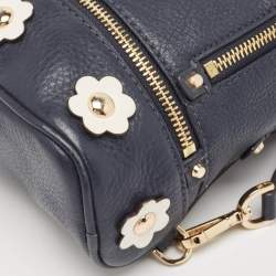 Michael Kors Navy Blue Leather Floral Rhea Backpack