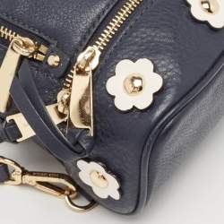 Michael Kors Navy Blue Leather Floral Rhea Backpack