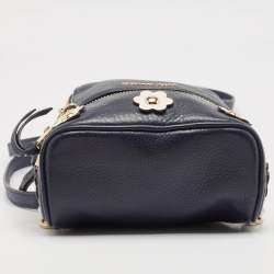 Michael Kors Navy Blue Leather Floral Rhea Backpack