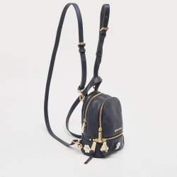 Michael Kors Navy Blue Leather Floral Rhea Backpack