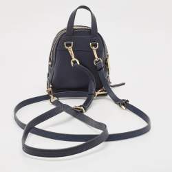 Michael Kors Navy Blue Leather Floral Rhea Backpack