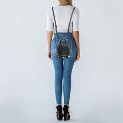 Michael Kors Navy Blue Leather Floral Rhea Backpack