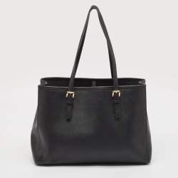 Pre Owned Michael Kors Black Leather Large Jet Set Travel Tote