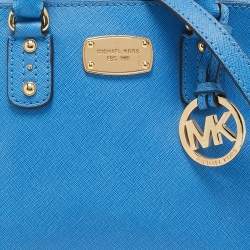 Pre Owned Michael Kors Blue Leather Dome Satchel