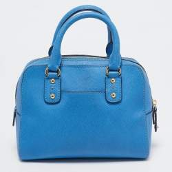 Pre Owned Michael Kors Blue Leather Dome Satchel