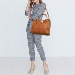 Pre Owned Michael Kors Brown Leather Large Hamilton North South Tote