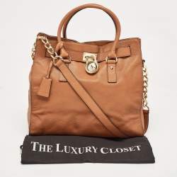 Pre Owned Michael Kors Brown Leather Large Hamilton North South Tote