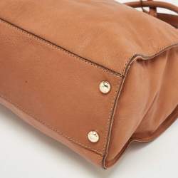 Pre Owned Michael Kors Brown Leather Large Hamilton North South Tote