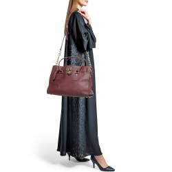Michael Kors Burgundy Leather East/West Hamilton Tote