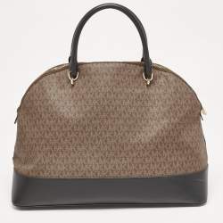 Michael Kors Black/Brown Signature Coated Canvas and Leather Extra Large Emmy Satchel
